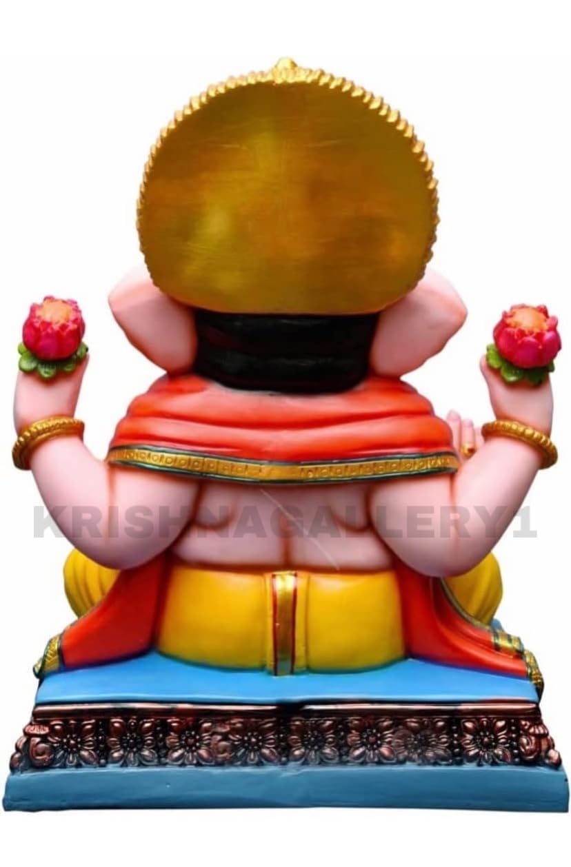 KRISHNAGALLERY1 Marble Dust Dagdu Seth Ganesh ji Murti Ganesh Statue for Home Pooja Office Home Decor Idol 13 Inch 4
