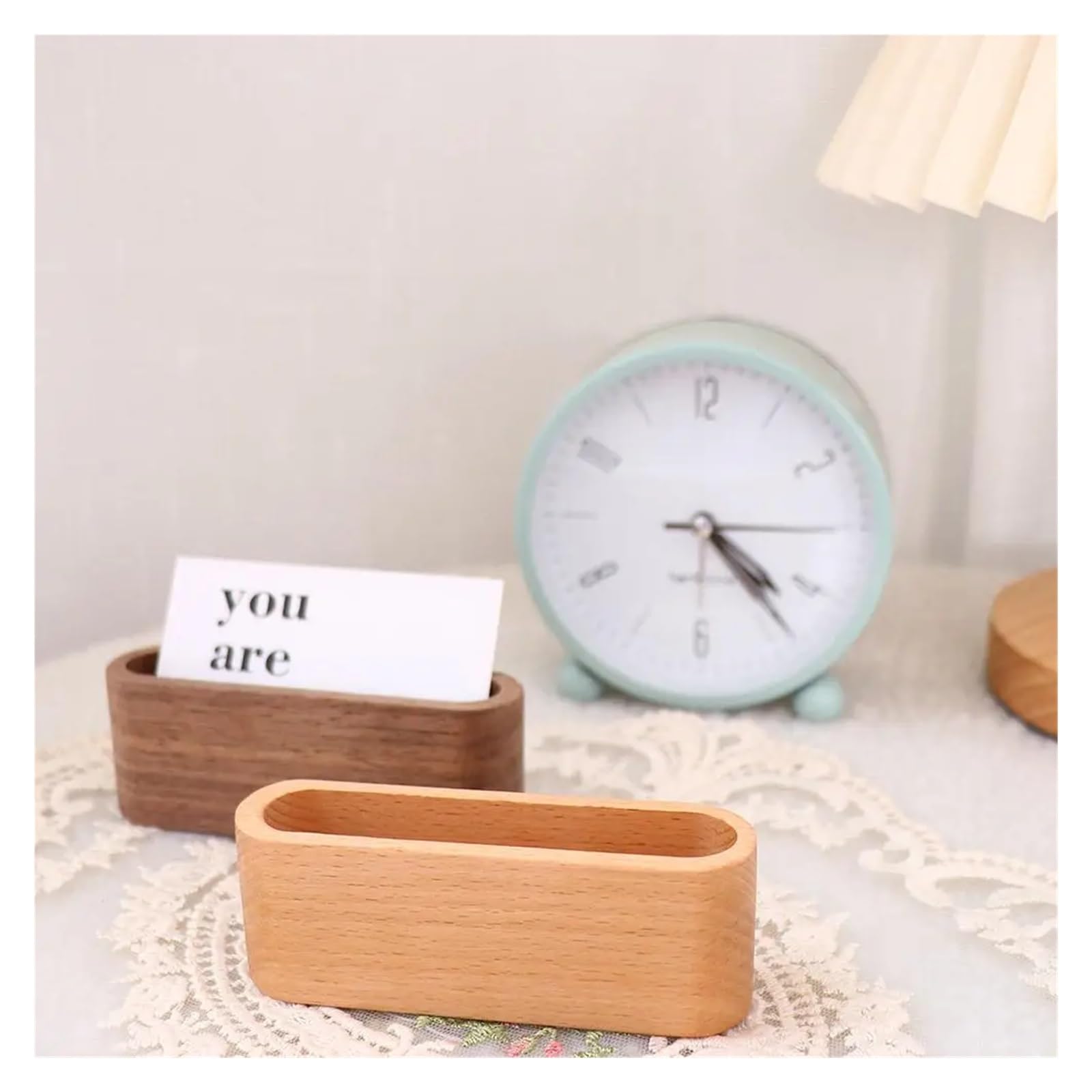 8 soportes para tarjetas de visita de madera natural para almacenamiento de escritorio, organizador de tarjetas de visita (nogal negro)
