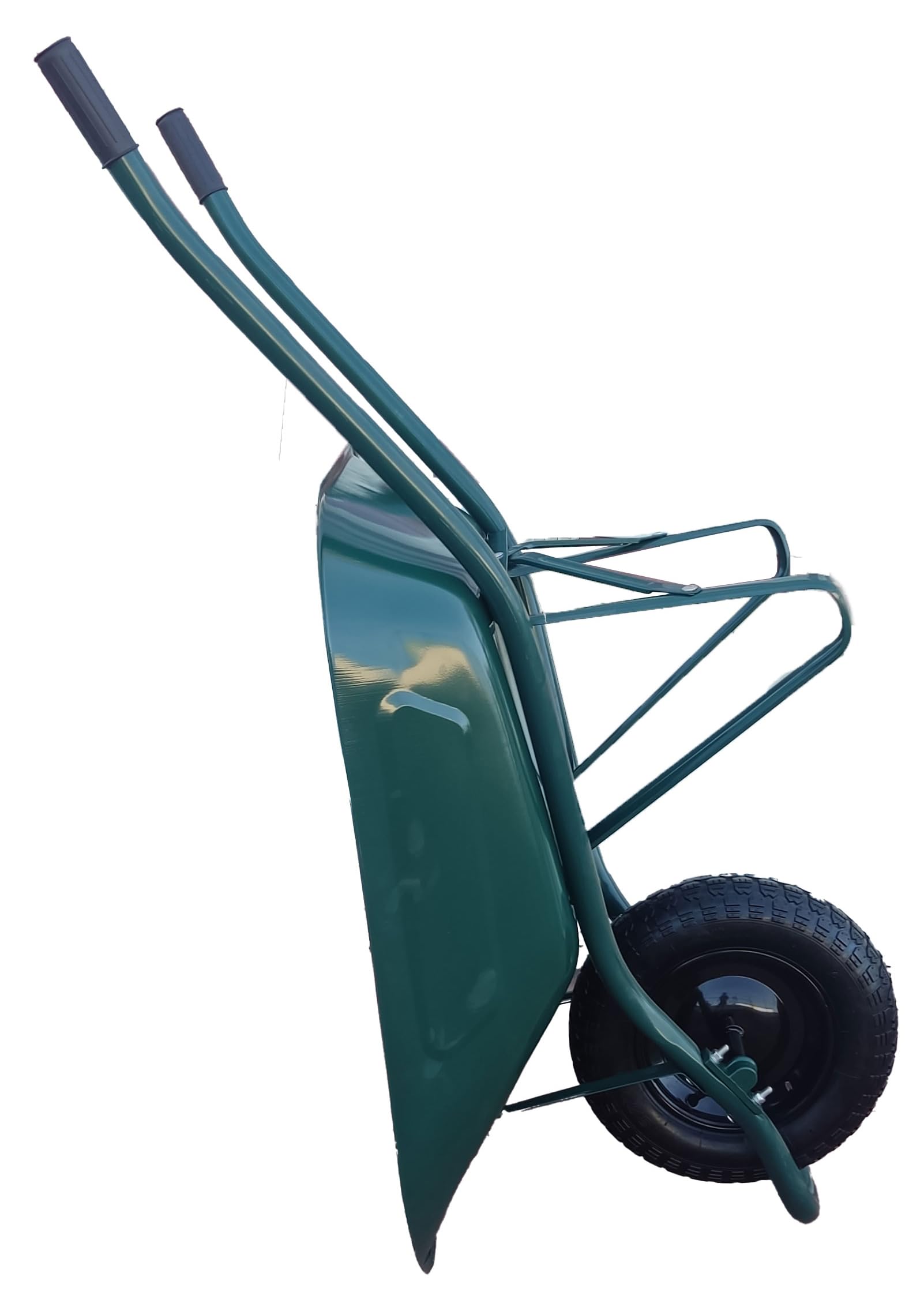Carretilla de jardín | Resistente | Color Verde| 65 litros de Volumen | 110 kg | Neumáticos con llanta metálica | Carretilla de Transporte
