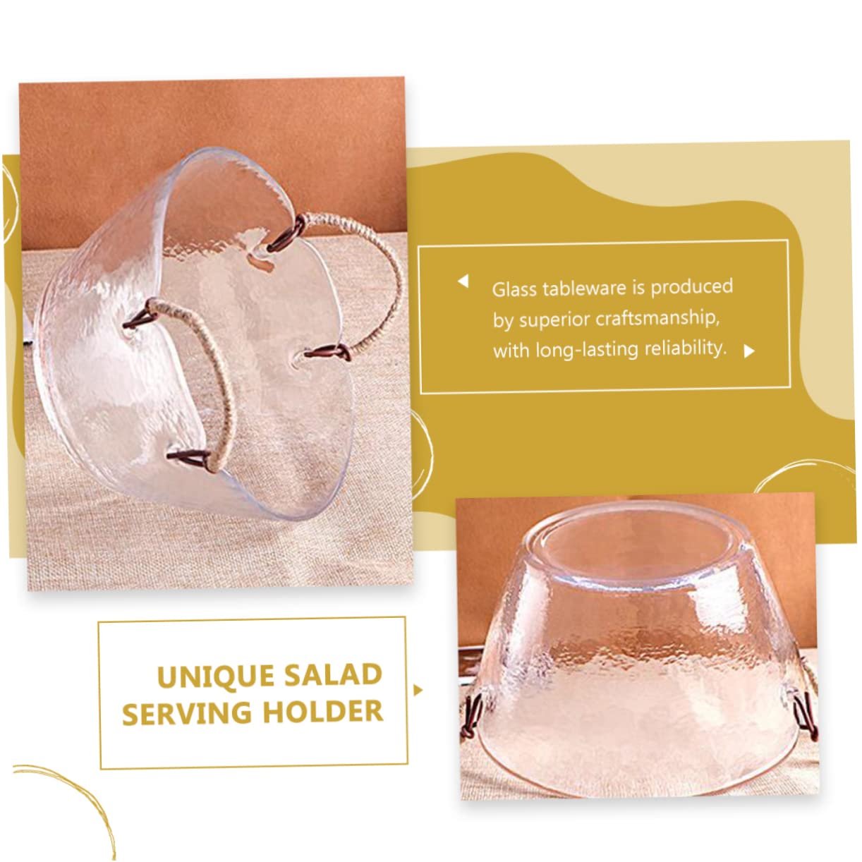 ULTECHNOVO Große Glasschüssel mit Modernem Design Salatschüssel aus Glas Große Kapazität für Festliche Anlässe und Geburtstagspartys zum Präsentieren von Speisen