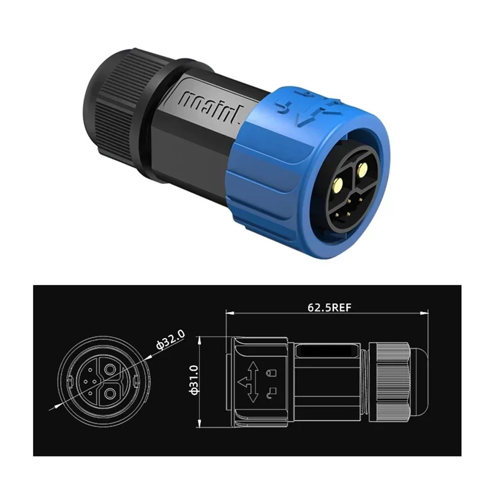 M23 2+4 Stecker, wasserdichter Ladeanschluss for Elektromotorräder, 6-polig, Stecker/Buchse, wiederaufladbar(Plug with Wire)