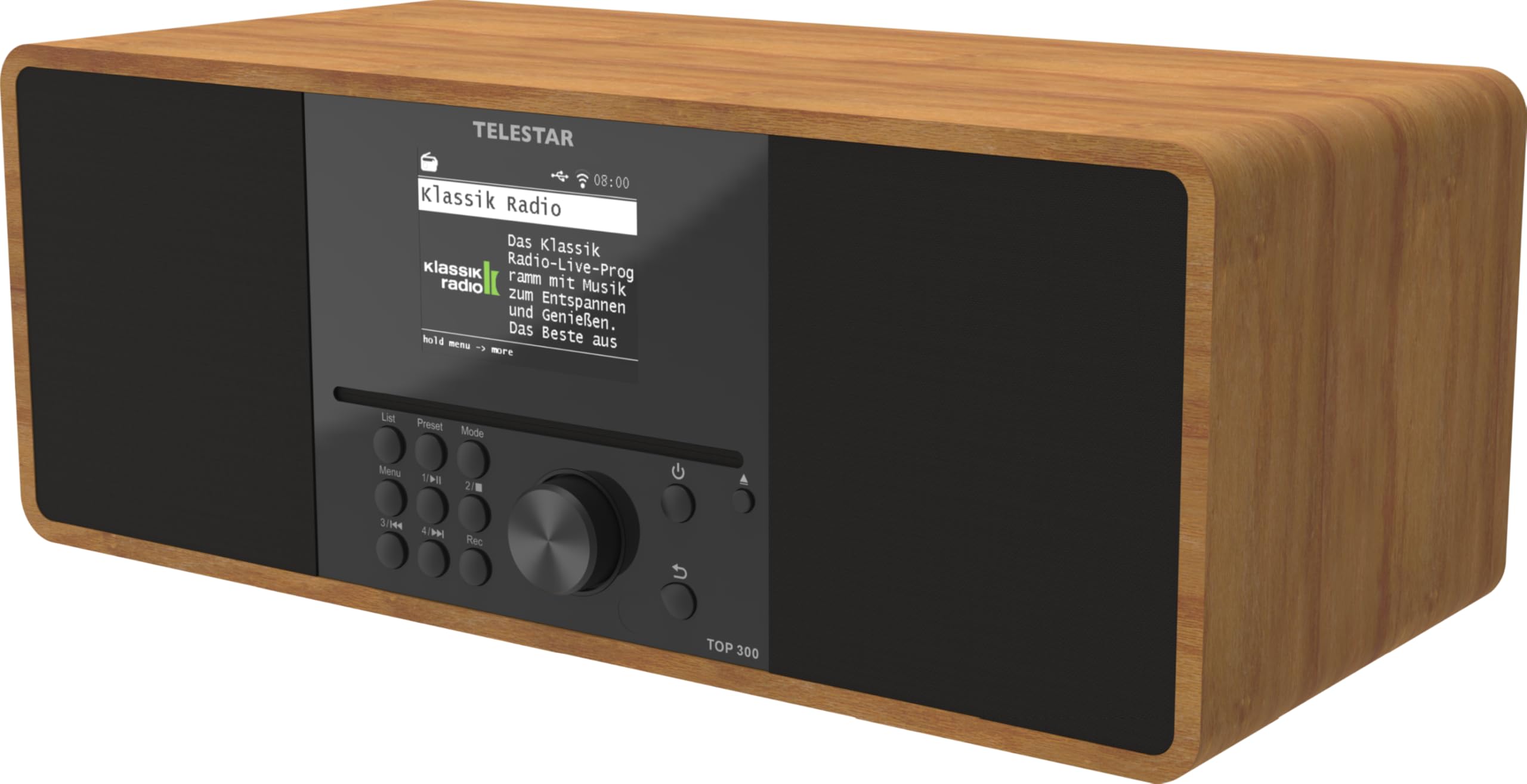 TELESTAR Top 300 – Radio Dab+/Internet avec Lecteur CD (stéréo, 2 × 15 W, Services de Streaming, Bluetooth Audio-Streaming & Fonction d’Envoi, Enregistrement USB, système d’Alerte d’Urgence) – Bois