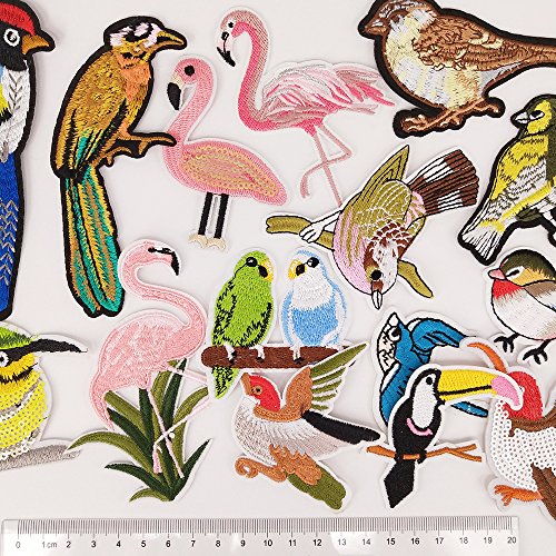 Libiline Assorted Of 20Pcs Embroidered Patch Birds Sew On/Iron On Patch Applique Clothes Dress Plant Hat Jeans Sewing Flowers Applique Diy Accessory (Assorted Of Birds) #TOP1