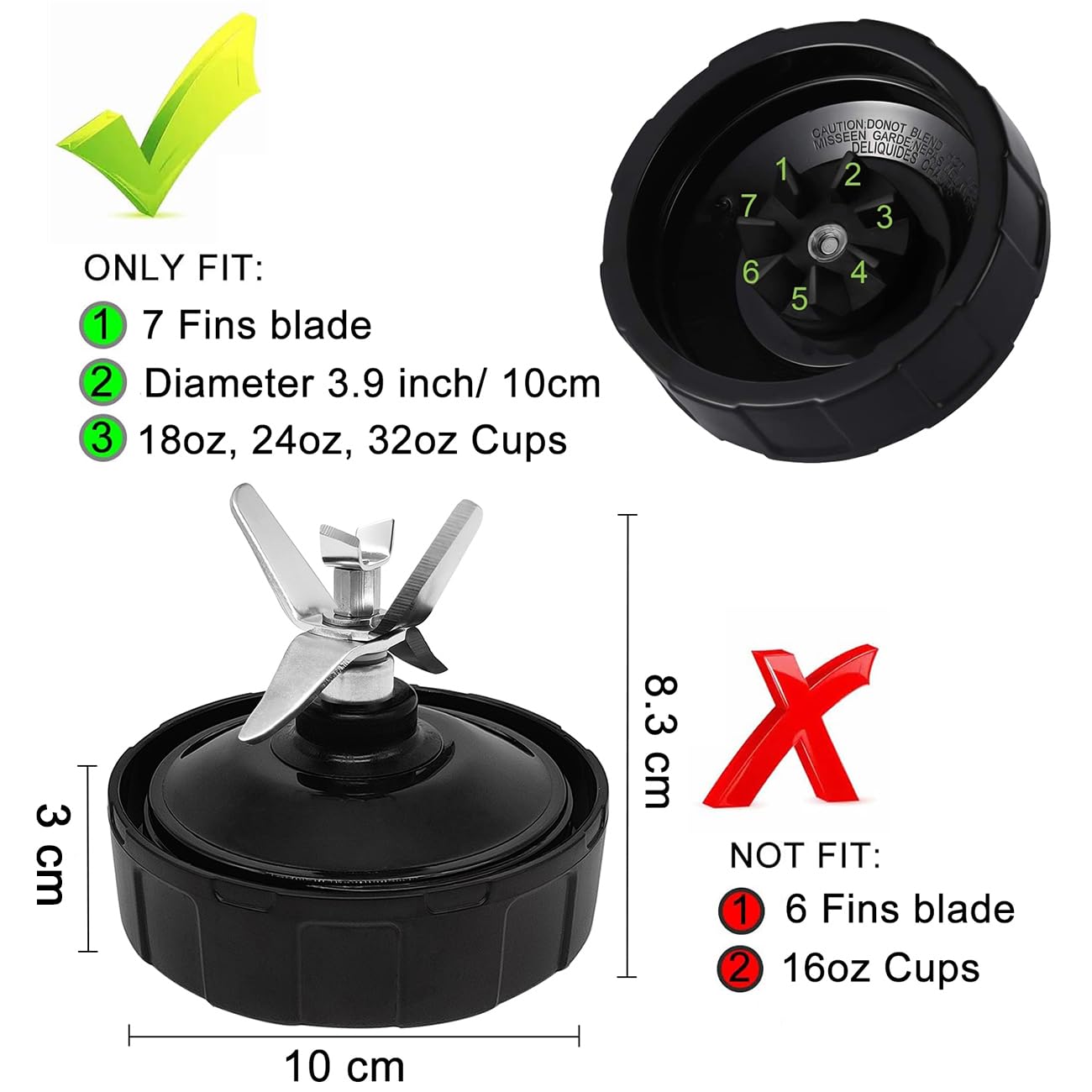 Lama di Ricambio per Ninja Frullatore, 7 Fins Lama Estrattore Compatibile con Ninja Robot da Cucina e Frullatore BN800EU BN750EU BN495EU BL450 BL451 BL480 BL481, Ninja Blender Accessorio