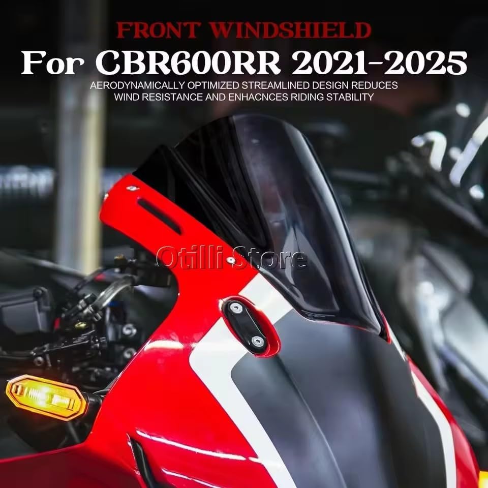 For Honda CBR600RR 2021-2025 CBR 600 RR Motorcycle Touring Sport WindScreen Windshield Visor Deflector Fairing Cover CBR 600RR (Black)