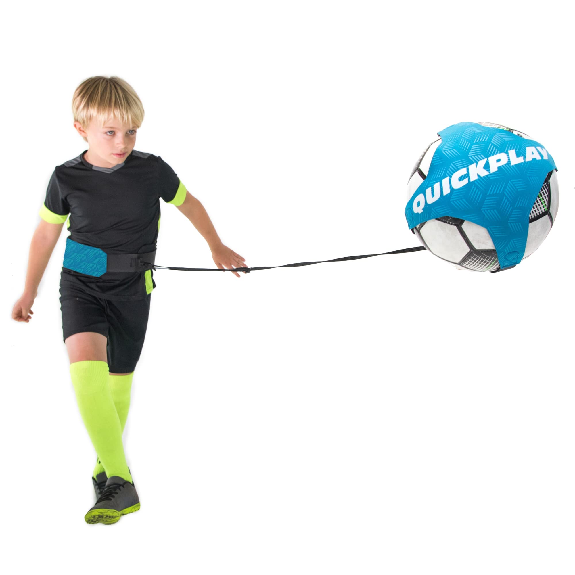 QUICKPLAYReplay Strike Solo Soccer Trainer | Hands-Free Adjustable Solo Soccer Rebounder – Fits Balls 3, 4, and 5 [Soccer Ball not Included] (Replay Strike Blue)