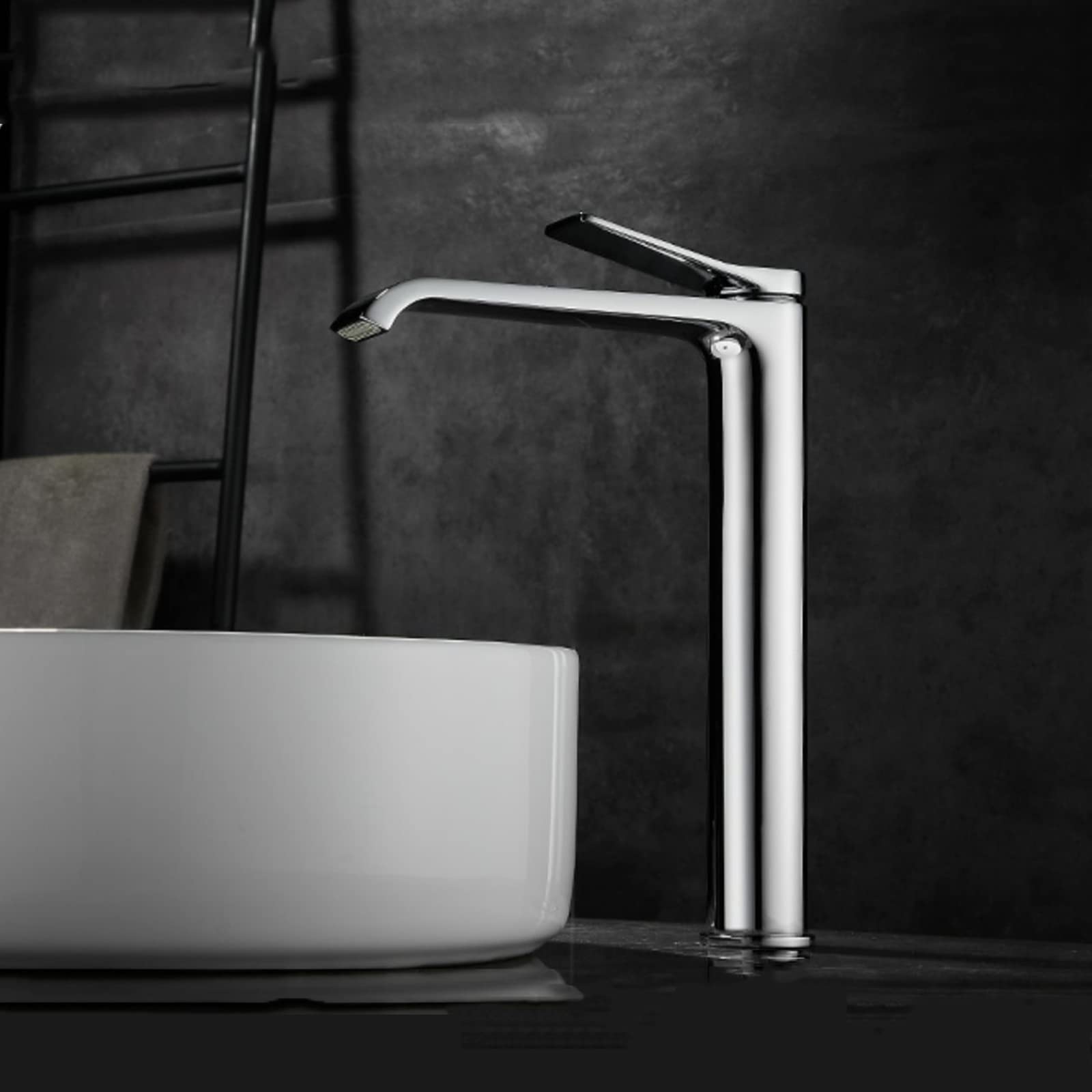 HCFYAUIS High Rise Basin Mixer Tap, Single Hole Basin Mixer Tap Waterfall Non-Splash Tall Basin Taps,Silver