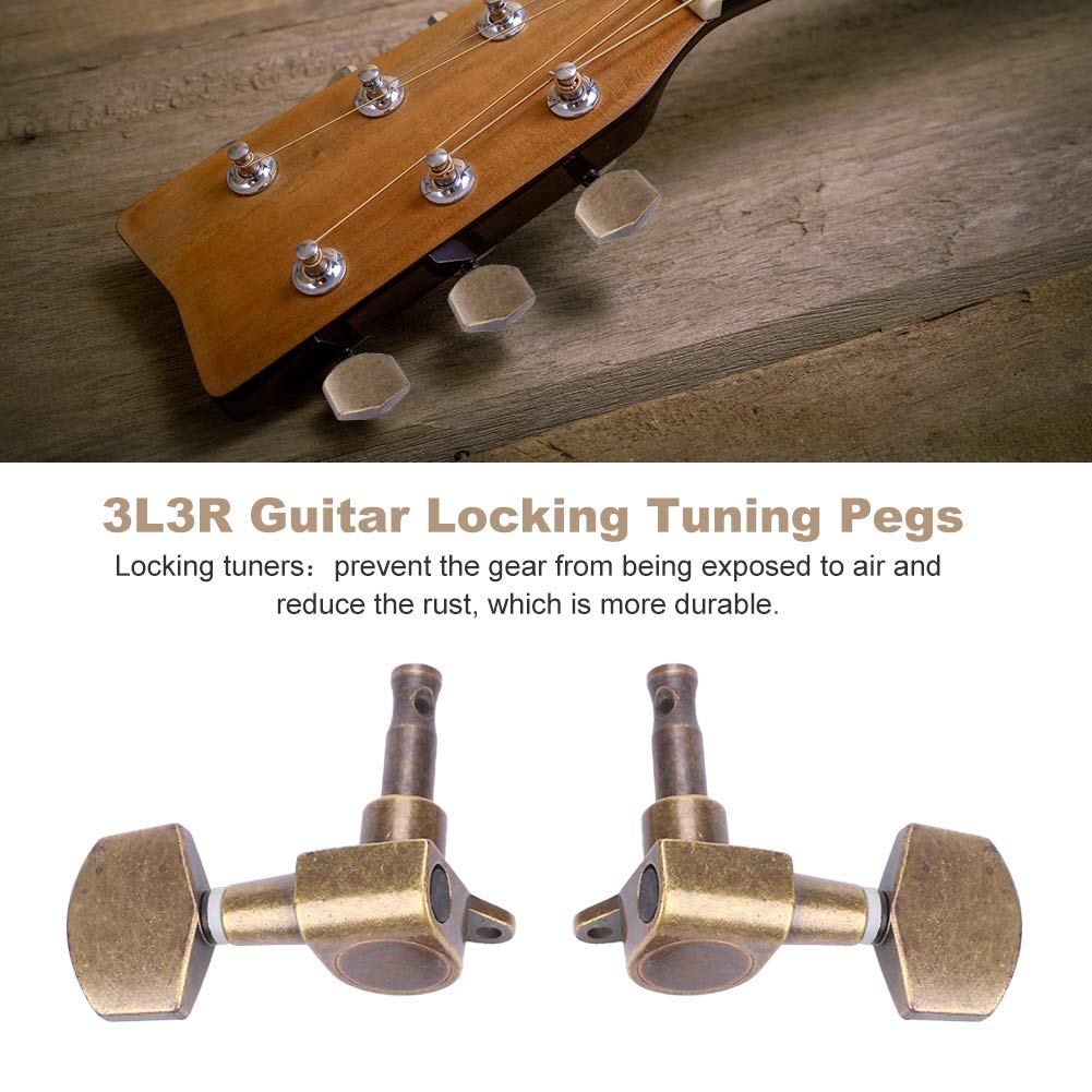 6 Pièces Mécaniques Guitare 3L3R Chromées - Têtes De Machine Accordage 45 Degrés