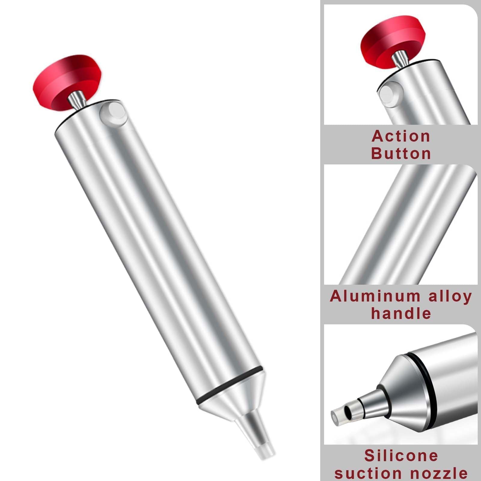 Pompe Dissaldanti,Strumento Dissaldante,pompa dissaldante,Saldatura Manuale Ventosa,pompa dissaldante stagno,Rimuovere la Saldatura Strumento Dissaldante con Ugello in Silicone 2 Filo dissaldante150mm