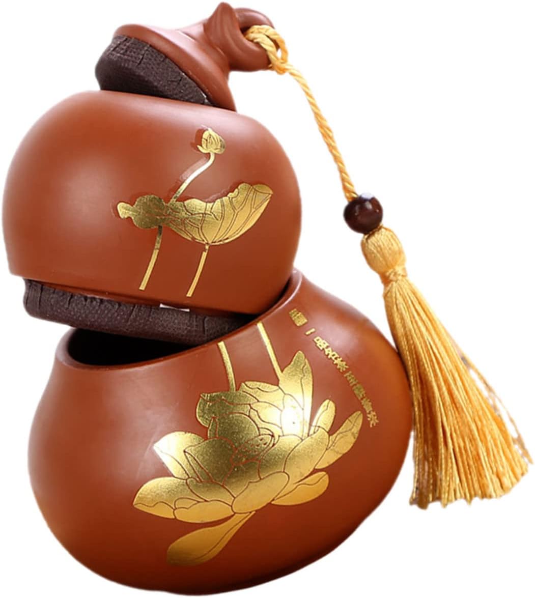 Tea Canister Porcelain Gourd Decorative Tea Jar Lid Airtight Multi-function