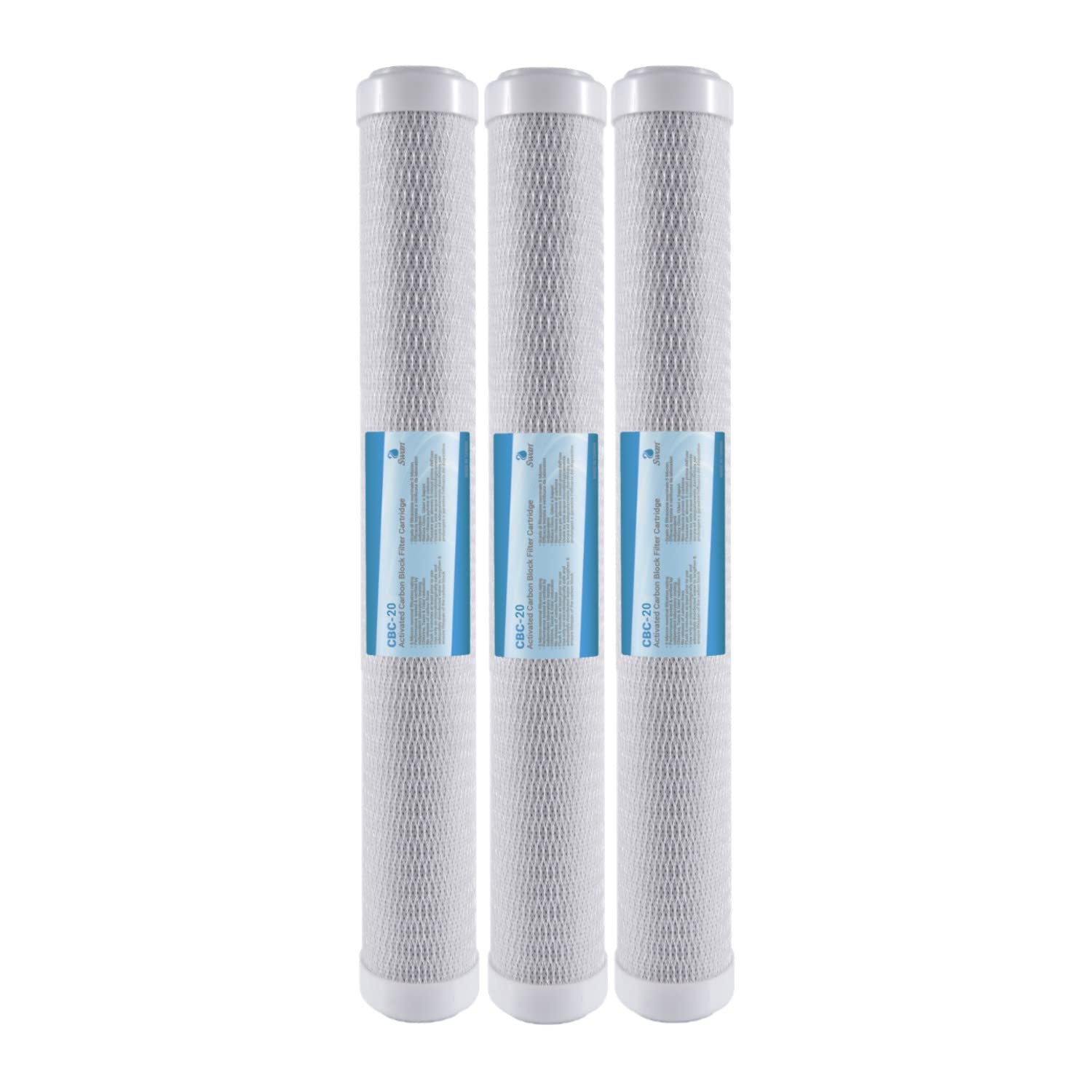 3x Bellerofonte Carbon Block CTO 20“ 5 Micron Filtro Acqua per sistemi ad osmosi inversa per tazza portafiltro standard