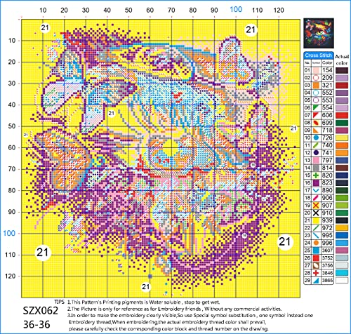 Cross Stitch Kits Stamped, OWN4B Colorful Eye and Butterflies Printed Pattern 11CT 14.2x14.2 inch DIY Embroidery Kit (Eye) - Image 2