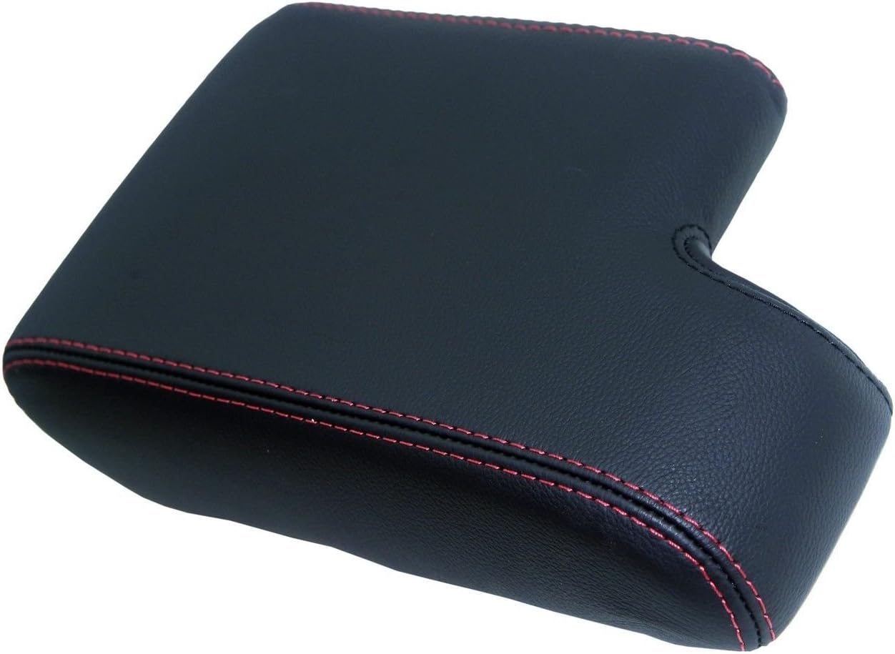 Center Console Armrest Synthetic Leather Cover Black, Red Stitch Compatible with BMW E36 325 328 318 323 92-99