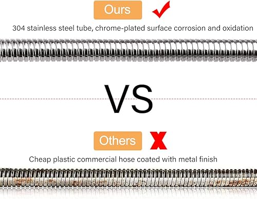 Miniatura 8 de KANONEY Manguera de fregadero comercial de 38 pulgadas, kit de repuesto de manguera rociadora de preenjuague, manguera flexible de acero inoxidable