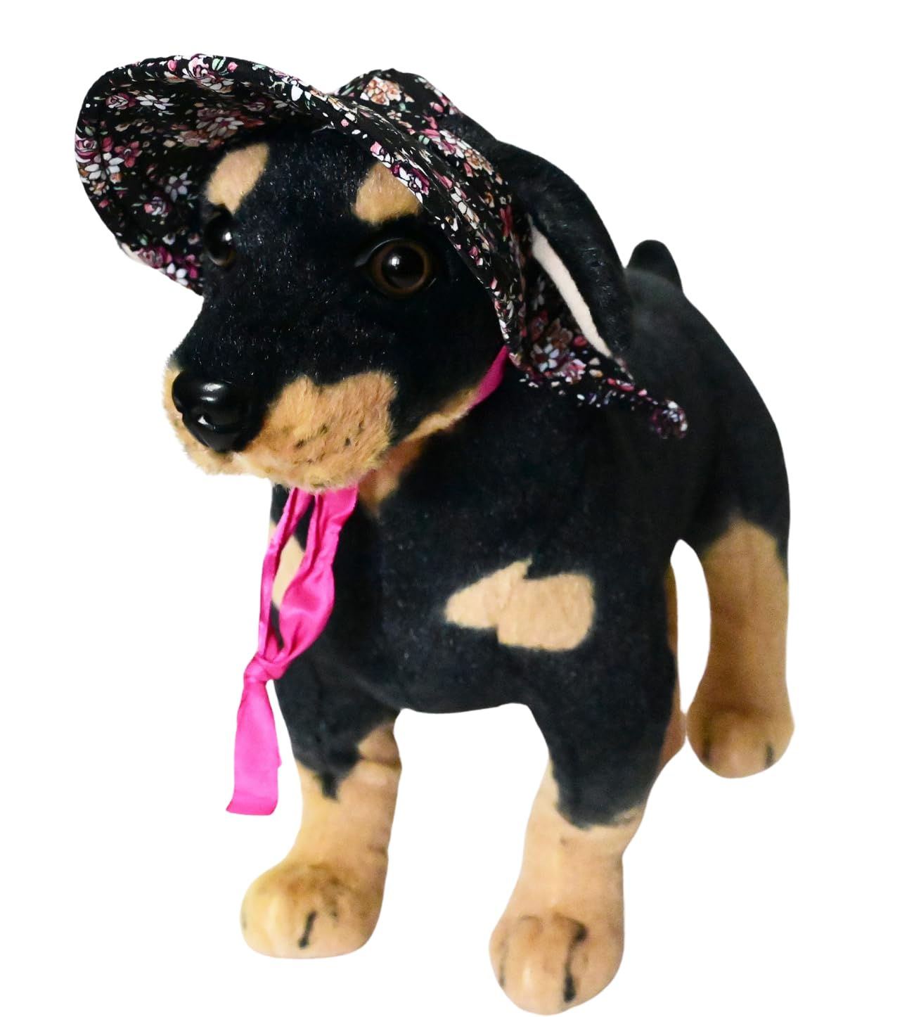 BT Bear Dog Hat,Flower Rural Lace up Pet Sunshade Hat Dog Hats for Medium Large Dogs,Black L