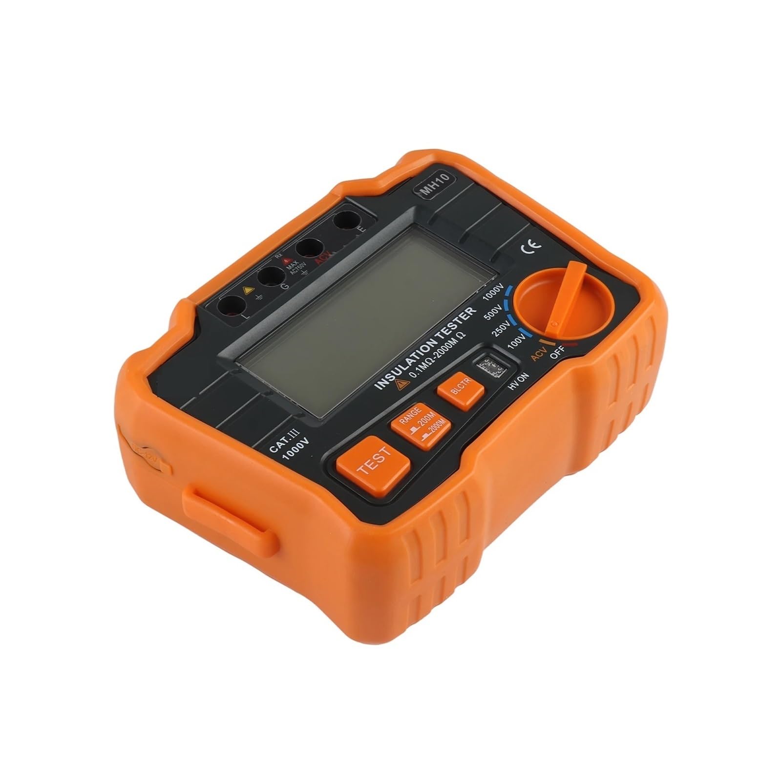 Probador Megger Megóhmetro digital MH10, comprobador de resistencia aislamiento, multímetro con pantalla LCD(Oranje)