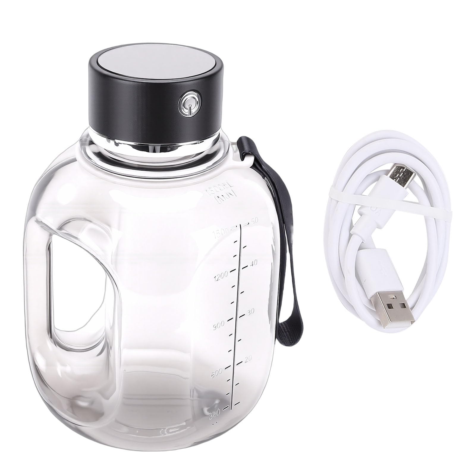 Bouteille d'eau à Hydrogène, Bouteille d'eau de Sport à Hydrogène 1,8 L, Carafe Portative avec Générateur 'eau Riche en, Générateur 'eau à Rechargeable, Idéale pour la Maison, le (BLACK)