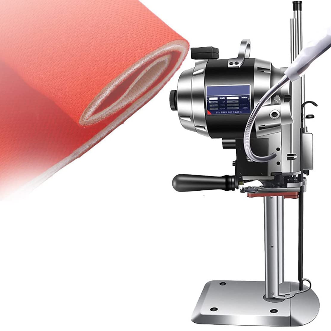 1100/1200w Coupe-Couteau Électrique Vertical en Tissu Droit, Machine De Découpe De Tissu Électrique avec Système D'Affûtage Automatique Et Lumière LED, Idéal pour Tissu, PVC, Moquette,8"