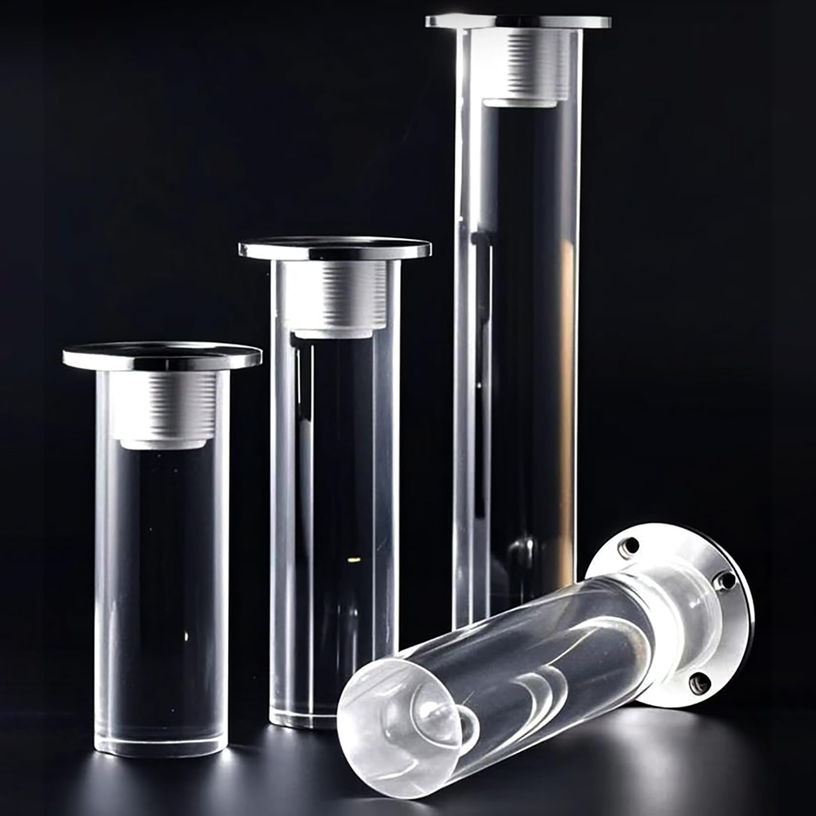 4Stk Acryl Möbelfüße,Transparent Glas Sofabeine Verstellbare Schrankfüsse