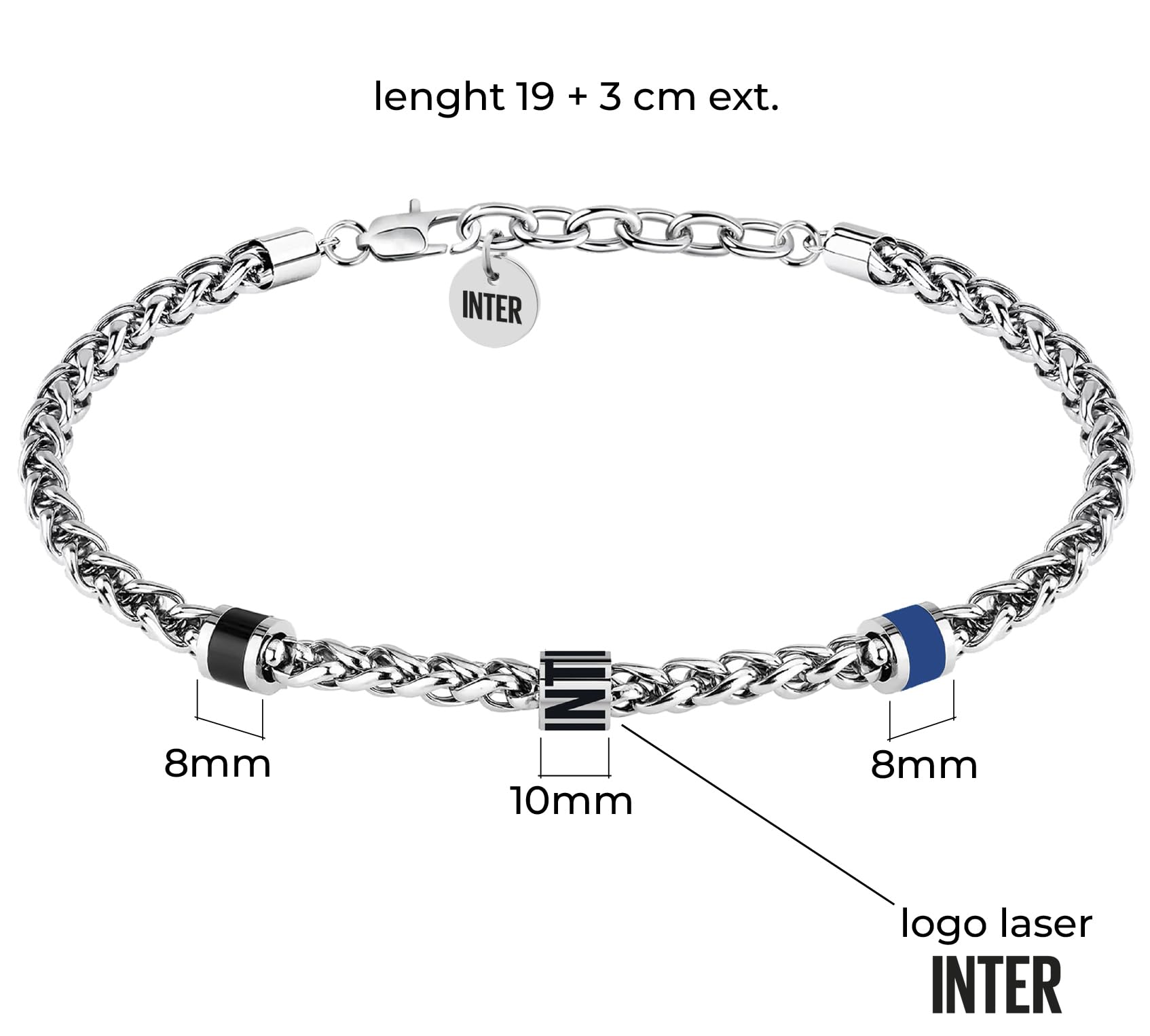 Clondo Bracciale Uomo Donna Inter in Acciaio – Collezione Ufficiale Calcio – Accessorio Elegante e Sportivo con Logo – Idea Regalo per Tifosi – Vari Modelli Disponibili