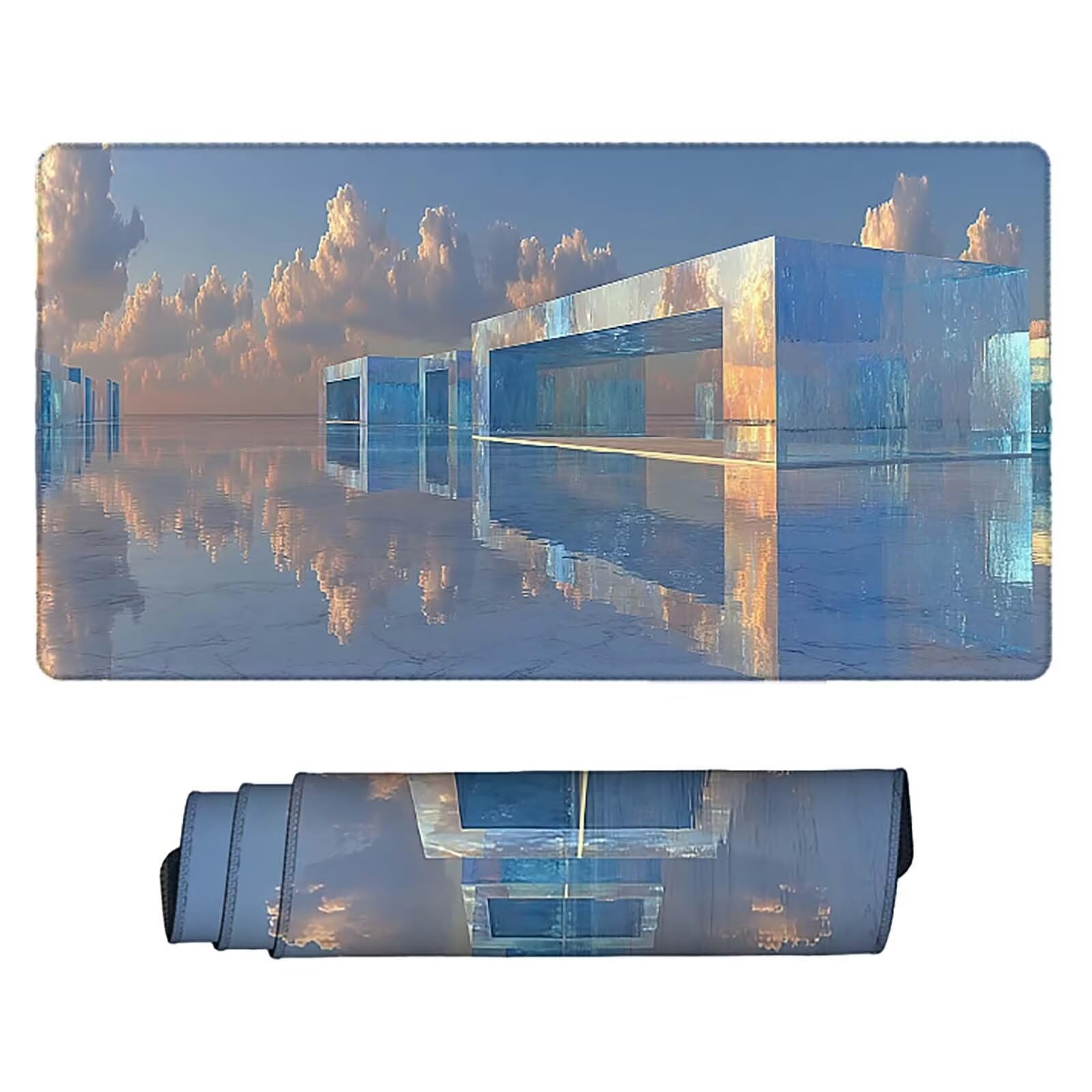 Tappetino Mouse XXL 1000x500mm Blu celeste Mousepad Cielo Tappetino Scrivania Grande, con base in Gomma Antiscivolo, Impermeabile Sottomano Scrivania per Computer, Ufficio, Accessori Gaming 5-2026q