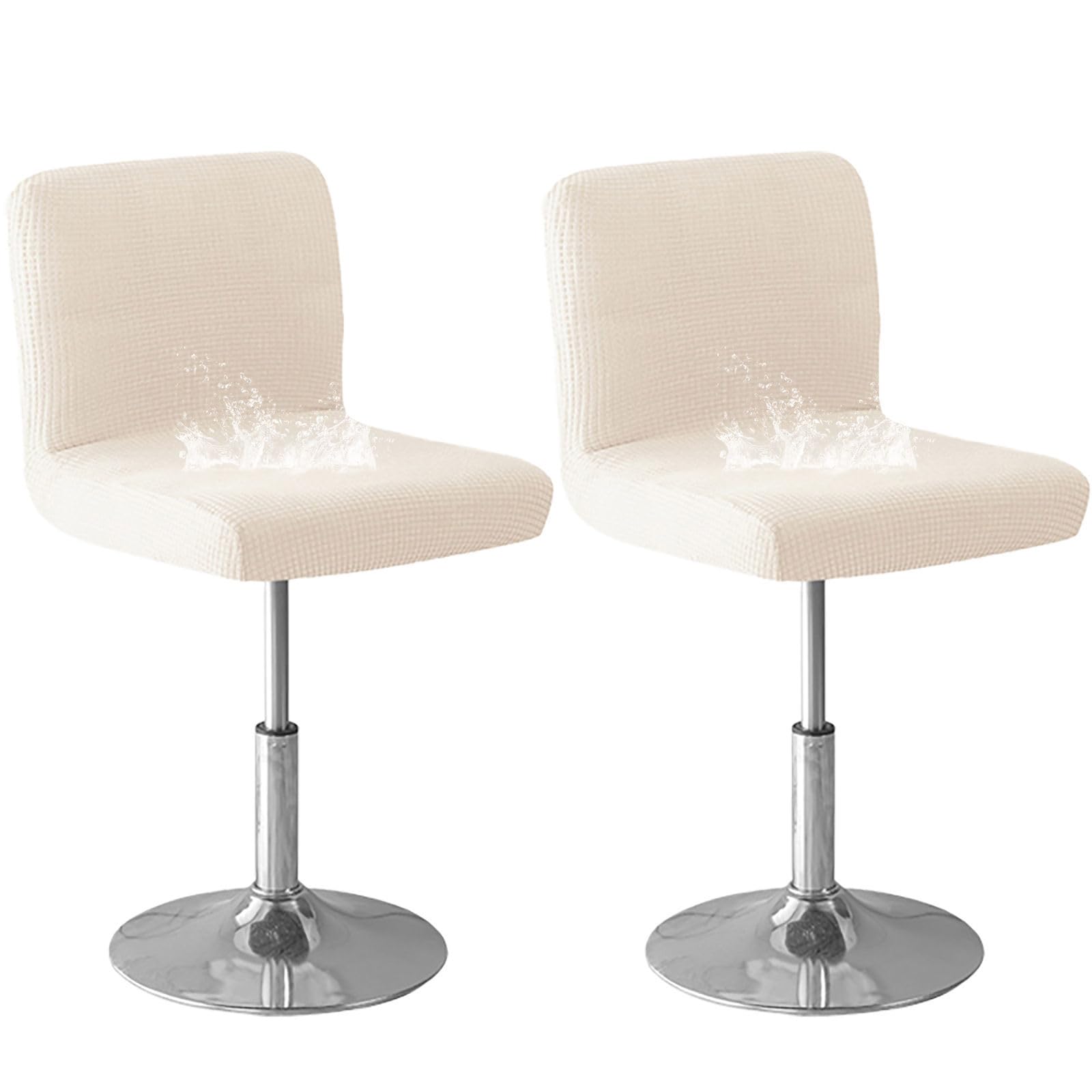ZRCYXDW Bar Stool Covers, Water Resistant Swivel Bar Stool Chair Covers With Backs Soft Pub Counter Stool Covers Non Slip Removable For Swivel Barstool Chair Seat-White-2 pack