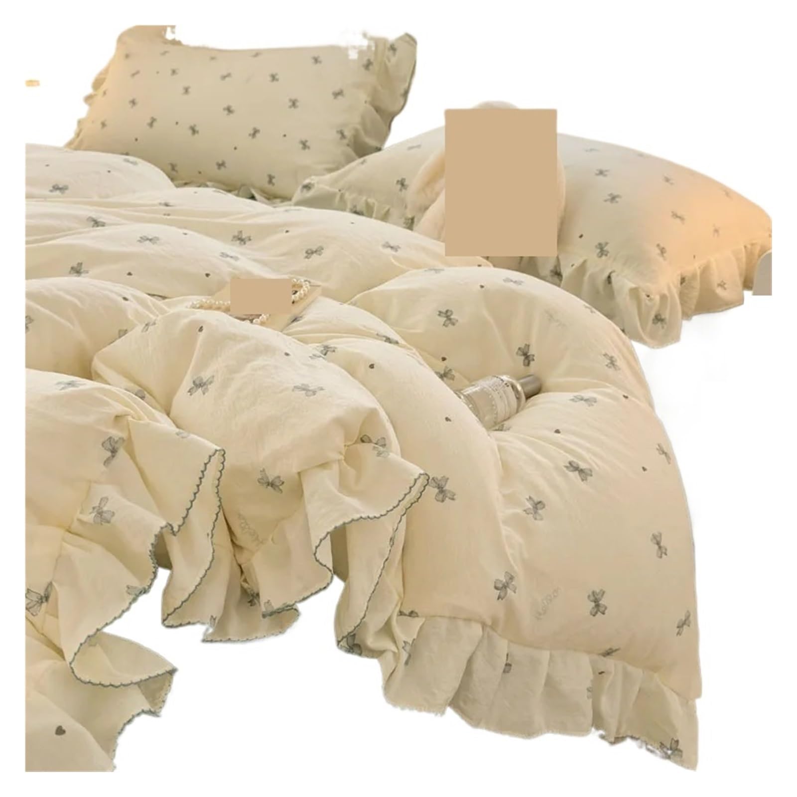 GCYEIDMA Ruffle Duvet Cover Bedding Sets Ruffle Lace Bow Quilt Cover Bedclothes Decor Woman Bedroom Duvet 4pcs(Color 5,180x220cm 4pcs)