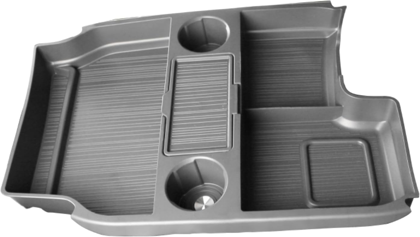 Compatible with 2025 Toyota Sienna Center Console Organizer with Cup Holder, Lower Storage Box Accessories (TPE Material with Original car Wood Grain (Compatible with 2021-2025 Toyota Sienna), Gray)