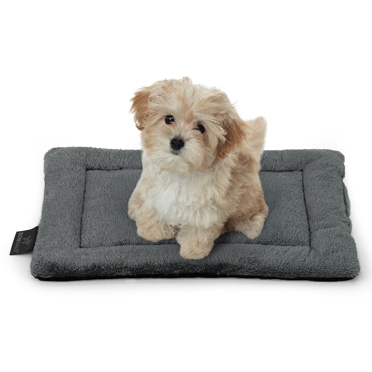 BOWHAUS 20 8 x 15 Machine-Washable Fluffy Dog Bed for 24 Kennel Soft Crate Mat with Non-Slip Bottom