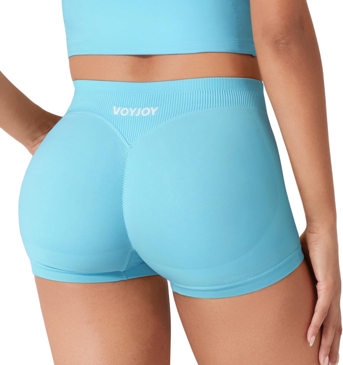 VOYJOY Enhance Seamless 2.5" Shorts Low Rise Compression Workout Scrunch Booty Biker Shorts