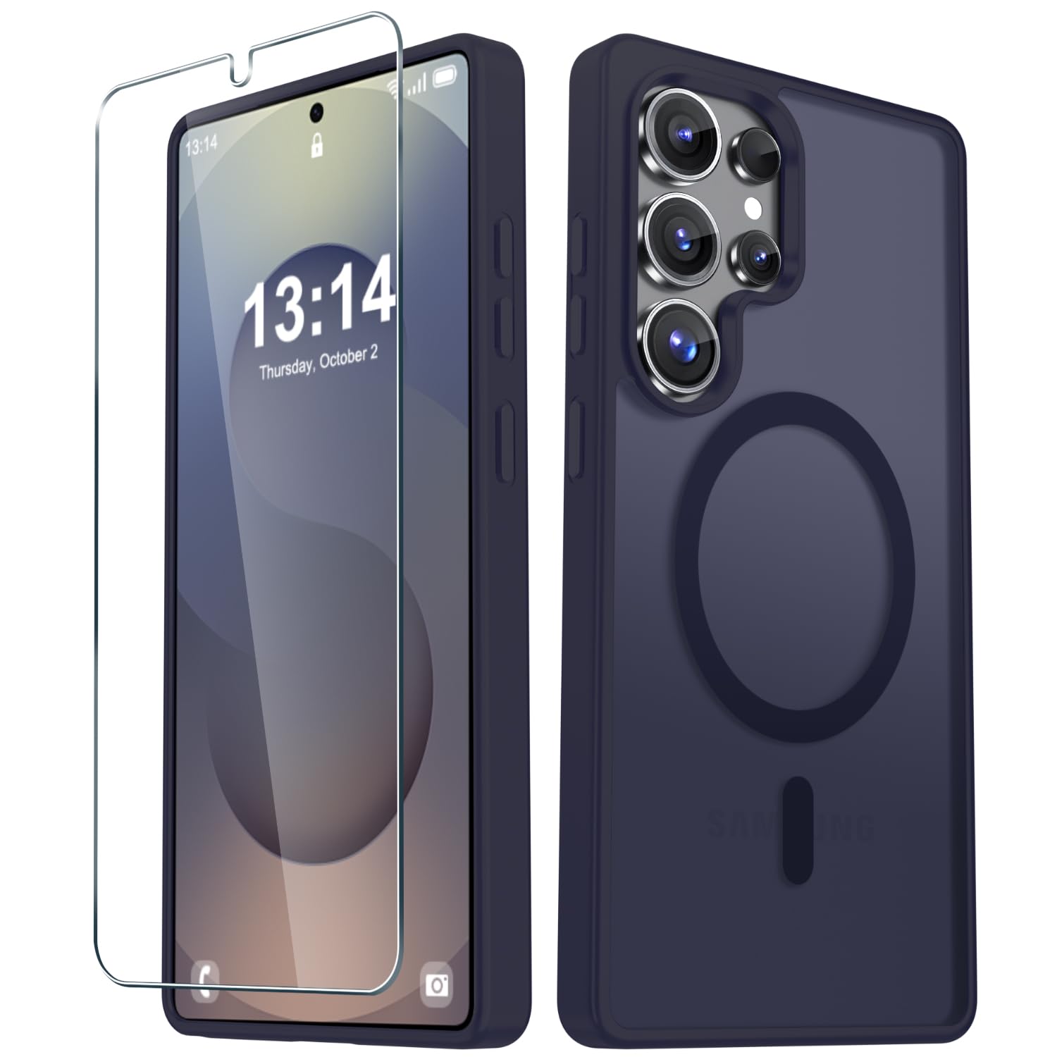 for Samsung Galaxy S25 Ultra Case, Matte Magnetic Phone Cover, Deep Purple | Fit for MagSafe, Screen Protector included, Shockproof Military Grade Protection, Translucent Frosted Back