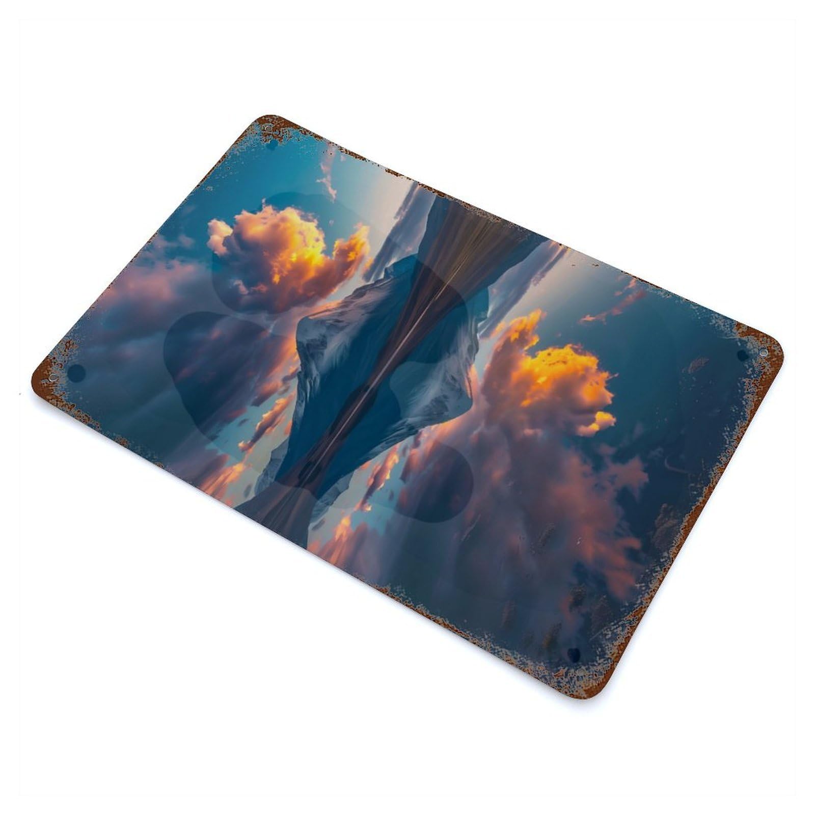 Reflected Mountain Majesty Retro Metal Sign 11.8"x7.9", Vintage Wall Decor for Garage, Pub Or Kitchen