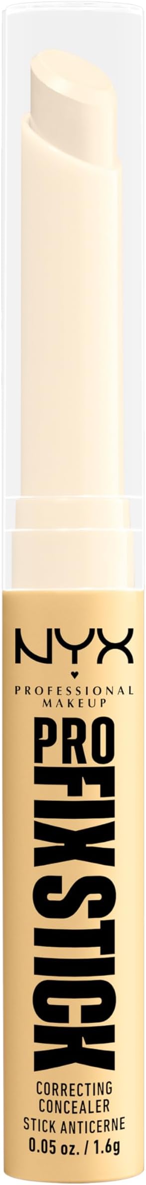 Correcting Concealer Stick, Covers Blemishes, Dark Spots and Discolouration, 12H Wear, Infused with Hyaluronic Acid, Vegan Formula, Pro Fix Stick, Yellow