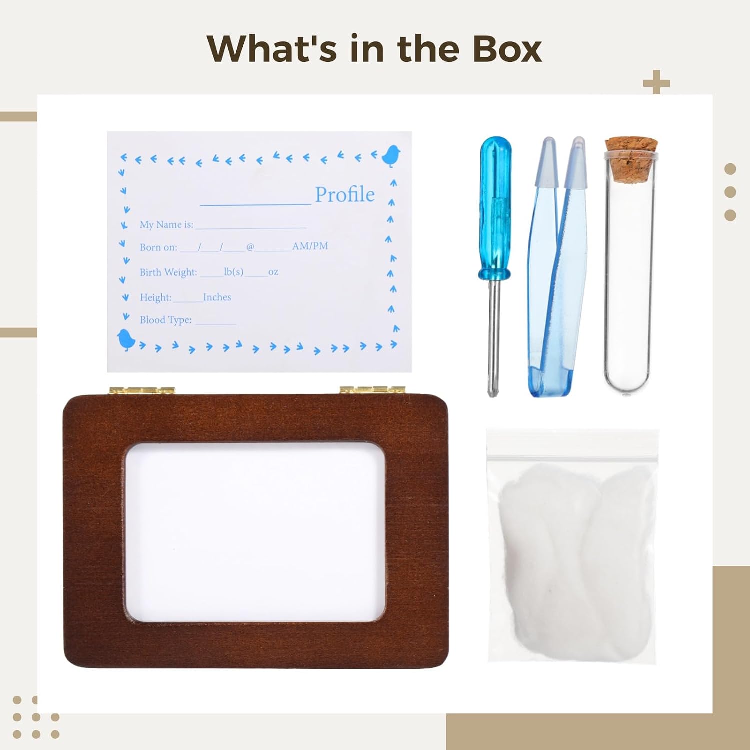 Memory Box For Baby Teeth, Wooden Keepsake Case With Profile Card, Tooth Organizer For Boys, Milestone Frame For First Tooth
