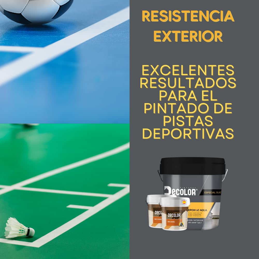 Pintura de Resina Epoxi Monocomponente para Suelos BEIGE, RAL 1001. 4 Ltr. + 2 Imprimación Decokril Rapid 750 ML