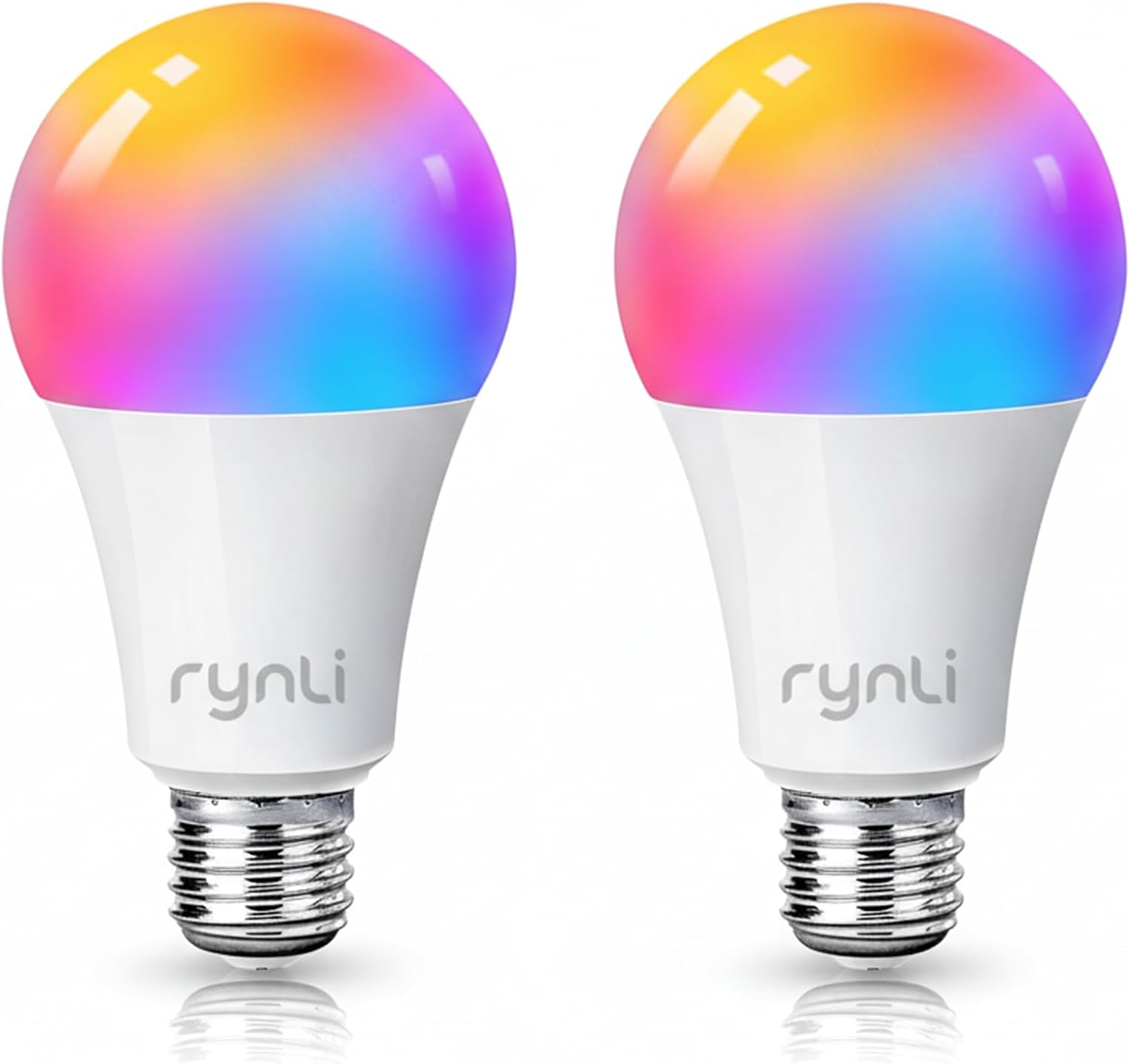 Smart WiFi LED Light Bulbs E27 RGB Colour Changing 2 Pack | Dimmable Warm White to Cool 2700–6500K | App & Voice Control for Alexa & Google Home