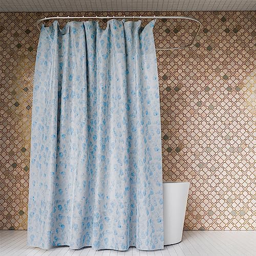 Image of Kuber Industries Shower Curtain | Water Drop Design Peva Curtain for Bathroom | Shower Curtain for Bathroom | Bathroom Shower Curtain with Hooks | 6 Feet | Blue