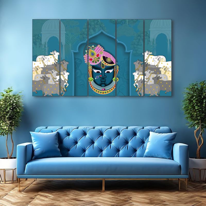 Image of The Castle Decor Pichwai art painting with frame Big Size 36x60 Wall art for living room,Bedroom,Drawing room,Hotels-Wooden Framed-713