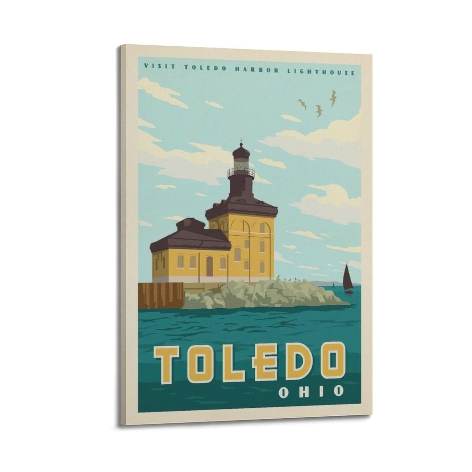 DLJGDS Vintage Travel Poster TOLEDO, OHIO Decorative Painting Canvas Wall Posters And Modern Family Bedroom Decor 08x12inch(20x30cm)