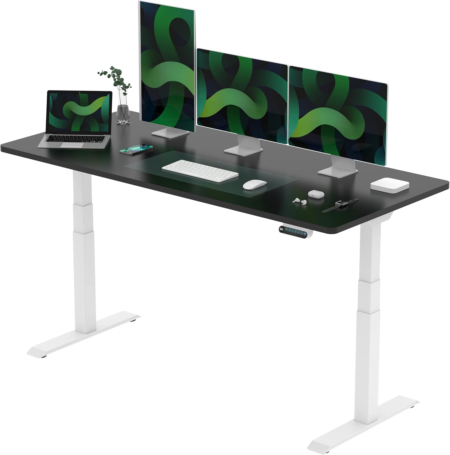 FLEXISPOT E6 Escritorio de Pie Eléctrico con Tablero Entero(Negro,180X80cm)|Standing Desk Elevable Ajustable en Altura 58-123cm|2 Motores|con 4 Opciones de Memoria Inteligente para Oficina y Hogar