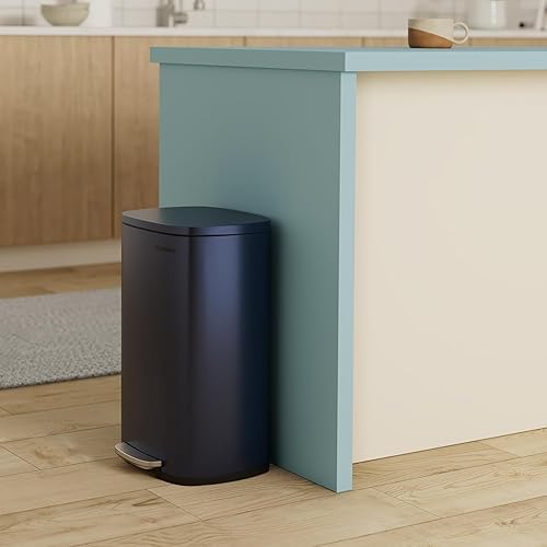 Miniatura 2 de SONGMICS Bote de basura de 13 galones (50 litros), cubo de basura de cocina de acero inoxidable, cubo de basura para reciclaje o basura, cierre