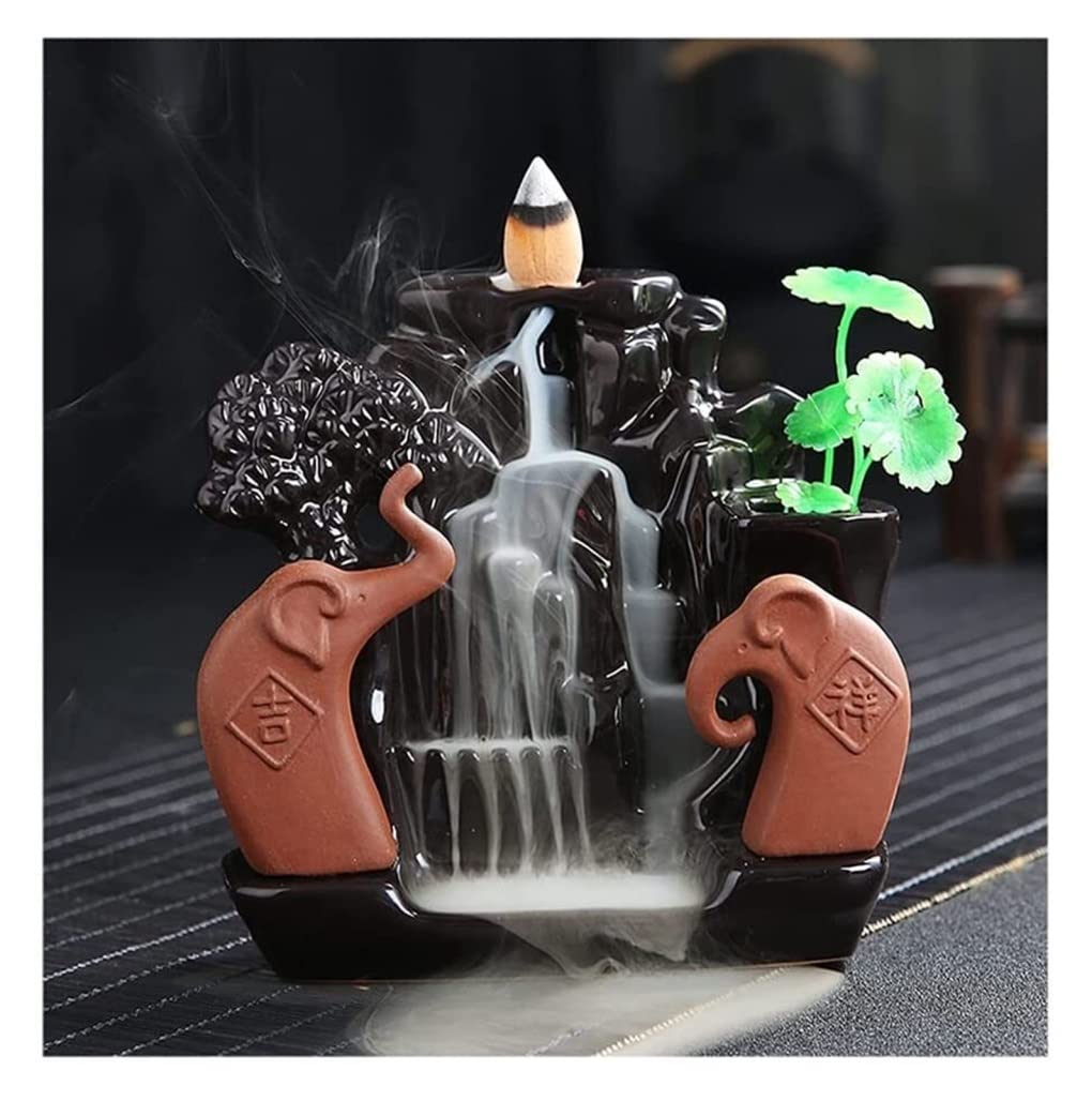 Porta Incenso Bruciatore Incenso Bruciatore Di Incenso A Riflusso Di Animali Coni Di Incenso In Ceramica Fatti A Mano Regalo Di Incenso A Cascata Di Riflusso Portaincenso Per Famiglia(Elephant)