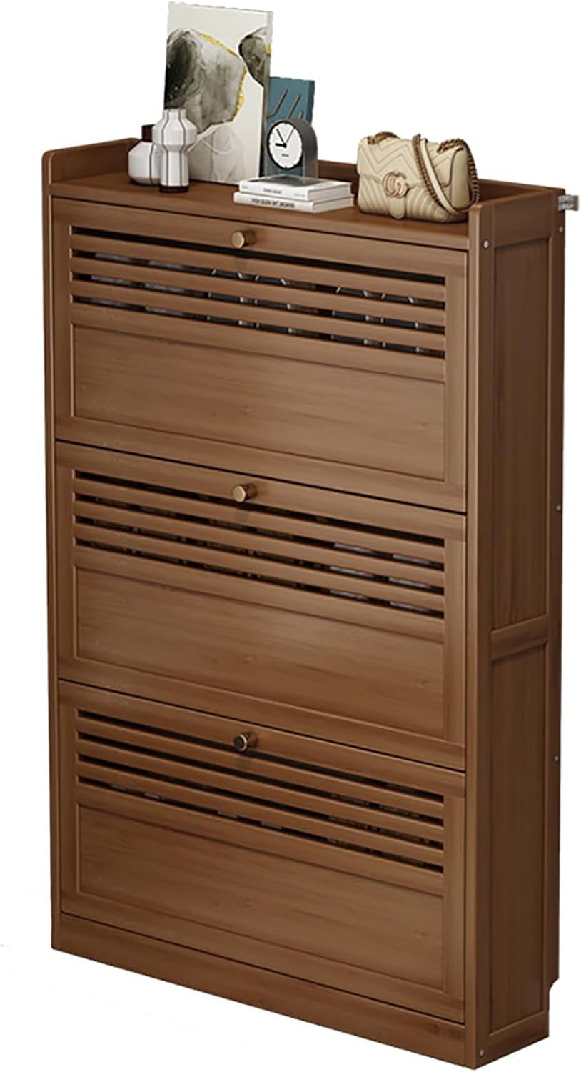Narrow Shoe Cabinet Entryway Cabinet Shoe Storage Cabinet Hidden Slim Shoe Closet Flip Drawers Shoe Rack Cabinet (Color : 2 Layers, Size : 50cm)