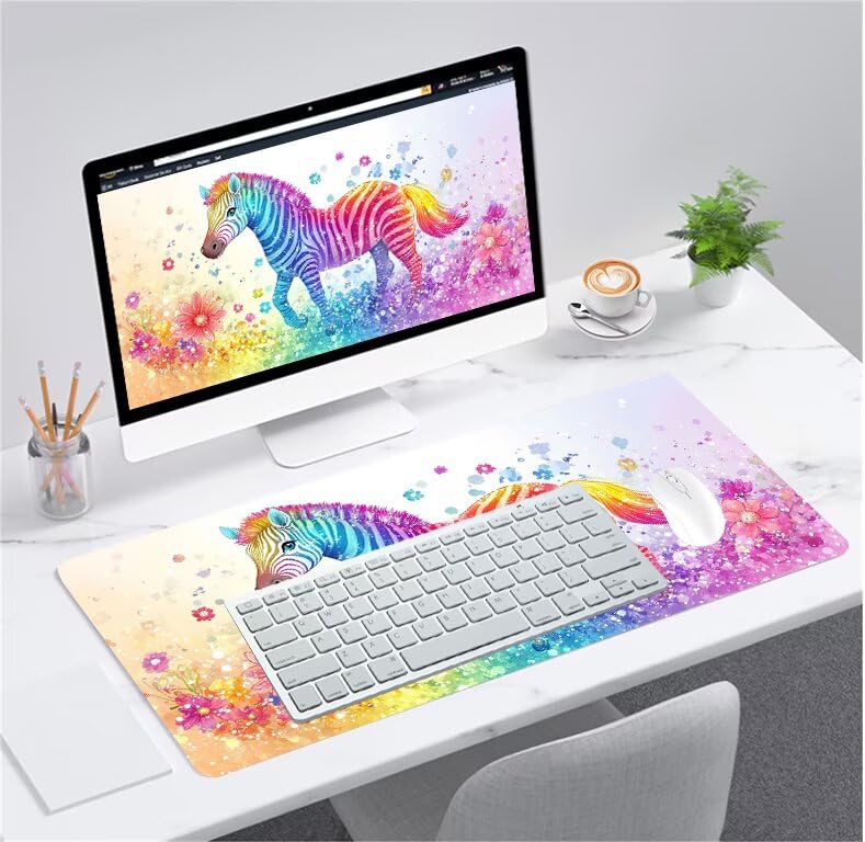 Tapis de souris XXL zèbre 700x400mm en caoutchouc antidérapant et lavable