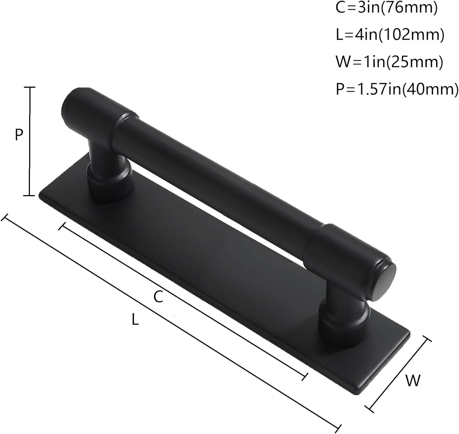5 Pack 3 Inch Hole Center Matte Black Cabinet pulls with Backplate Solid and Heavy-Duty Drawer Handles Kitchen Cabinet Handles Drawer Pulls Kitchen Cabinet Hardware Kitchen Handles