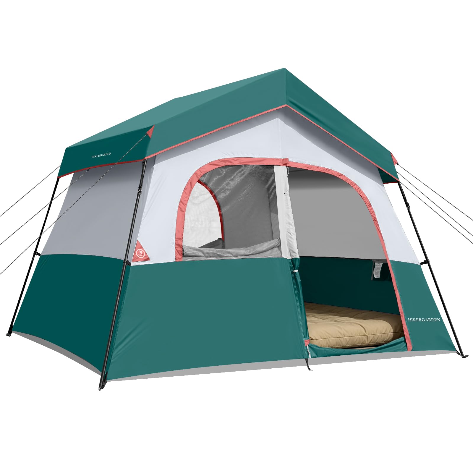 HIKERGARDEN Campingzelt für 5–8 Personen – Firstzelte Tragbares Familien-Kabinenzelt für Camp, winddichtes Stoff-Campingzelt im Freien für Wandern