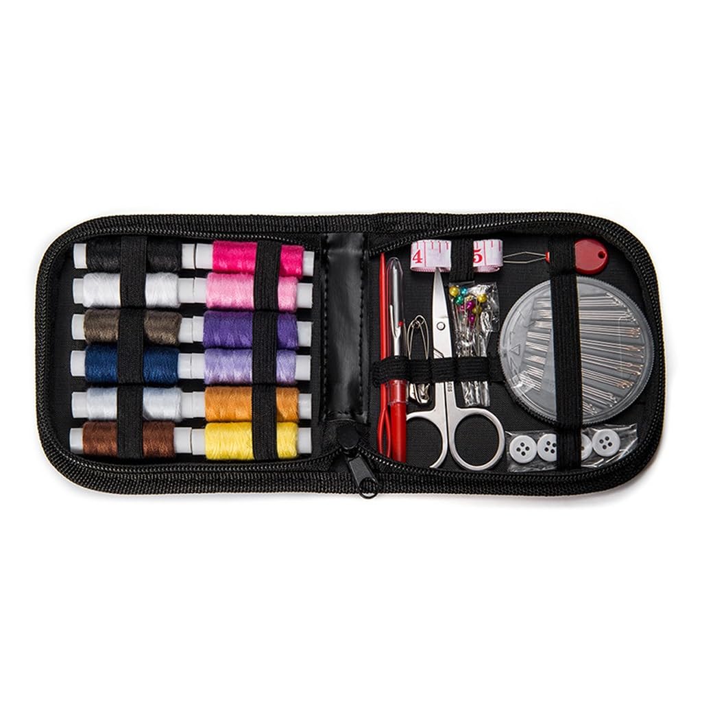 Kit da cucito da viaggio, facile da trasportare, kit di riparazione con fili essenziali e strumenti per riparazioni domestiche e in viaggio