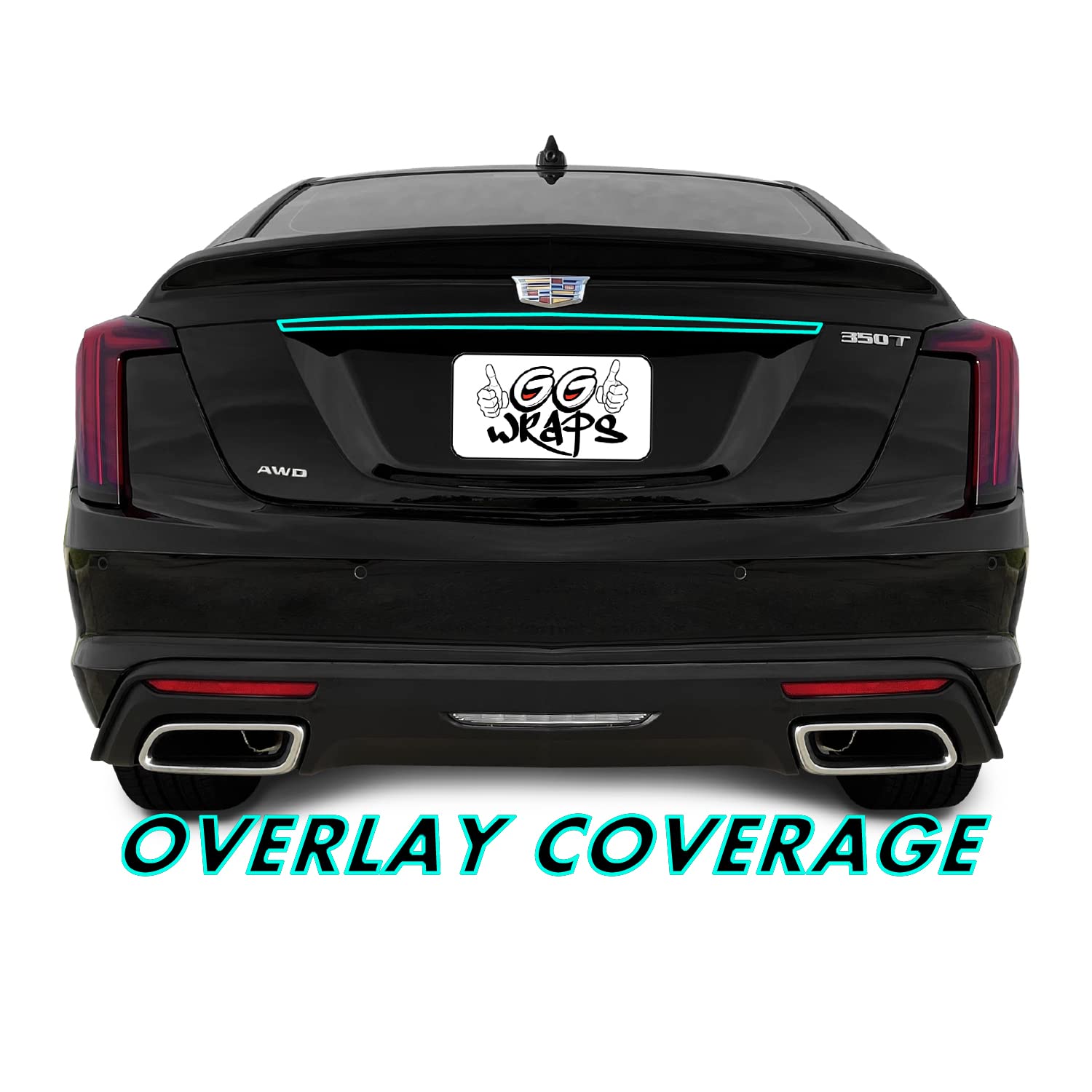 SlickMod Chrome Delete Blackout Vinyl Overlay for 2020-2023 Cadillac CT5 Rear Trunk Trim (Gloss Black, 1. Rear Trunk Trim)