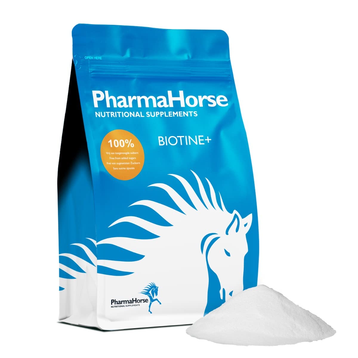 PharmaHorse Biotine+ | Biotine Cheval | Croissance cellulaire Cheval | Peau & Fonctions nerveuses | Métabolisme énergétique | Pas de sucres ajoutés | 1000 grammes