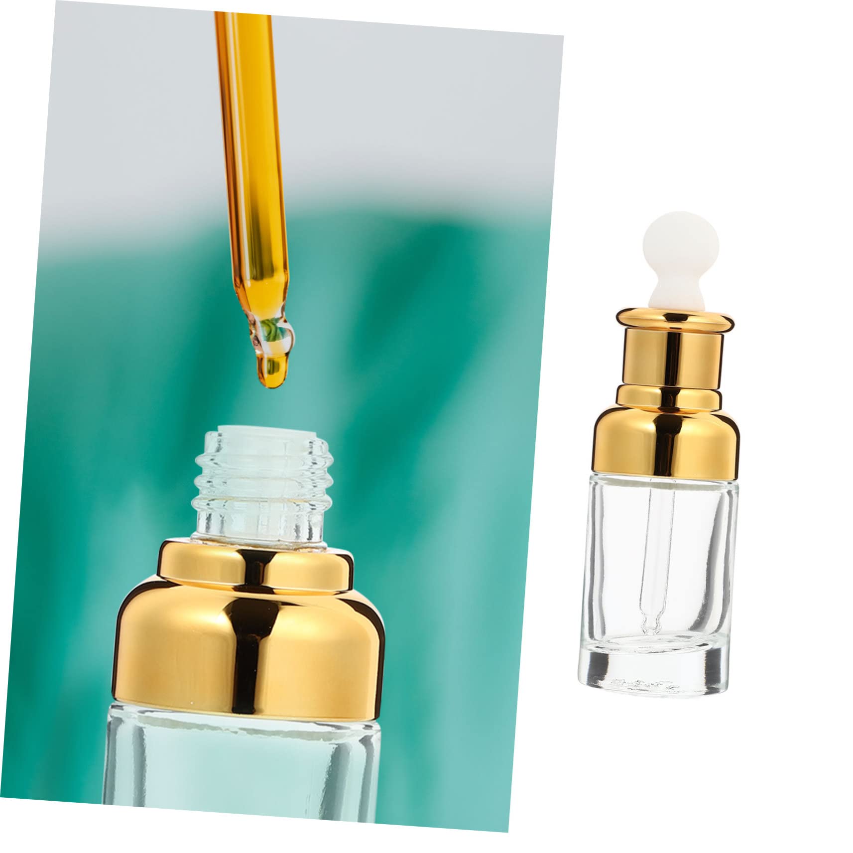10 Frascos Cuentagotas de Vidrio Dorado de 50ml, Portátiles Prueba de Fugas para Viaje, para Aceites Esenciales y Perfumes